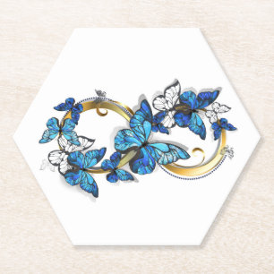 Symbol Infinity of Blue Morpho Butterflies Paper Coaster