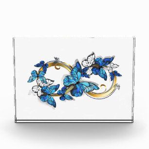 Symbol Infinity of Blue Morpho Butterflies Photo Block