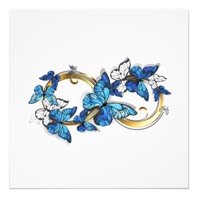 Symbol Infinity of Blue Morpho Butterflies Photo Print (Front)