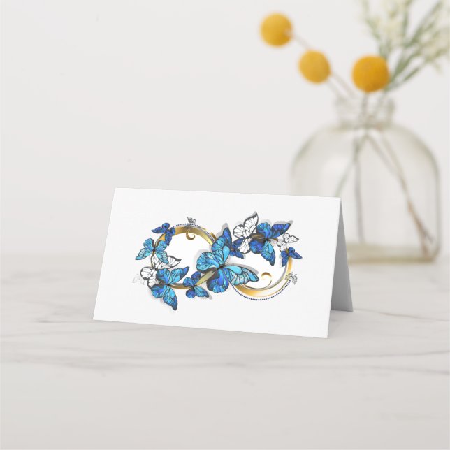 Symbol Infinity of Blue Morpho Butterflies Place Card (Front)