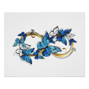 Symbol Infinity of Blue Morpho Butterflies Poster