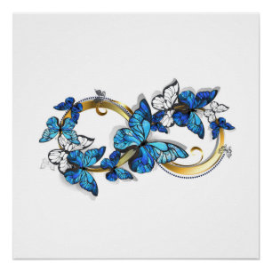 Symbol Infinity of Blue Morpho Butterflies Poster