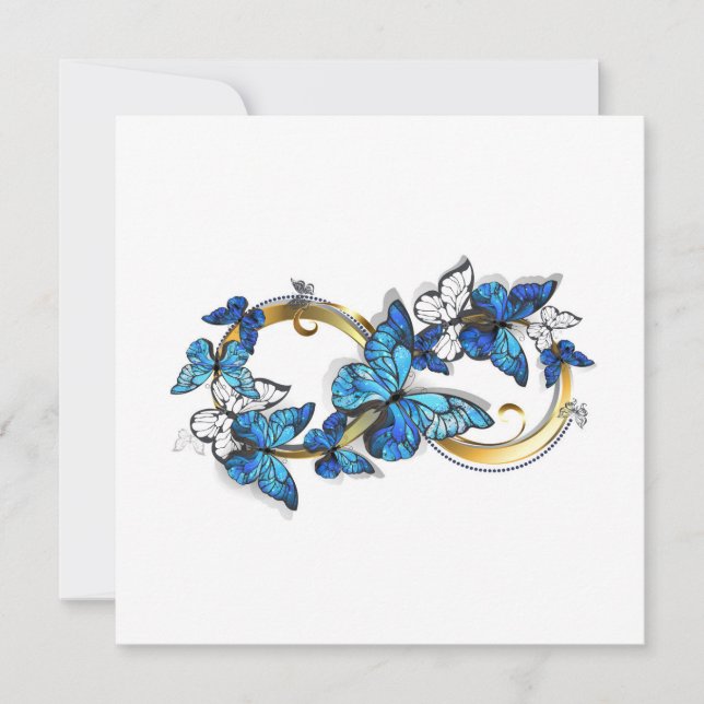 Symbol Infinity of Blue Morpho Butterflies Save The Date (Front)
