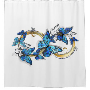 Symbol Infinity of Blue Morpho Butterflies Shower Curtain