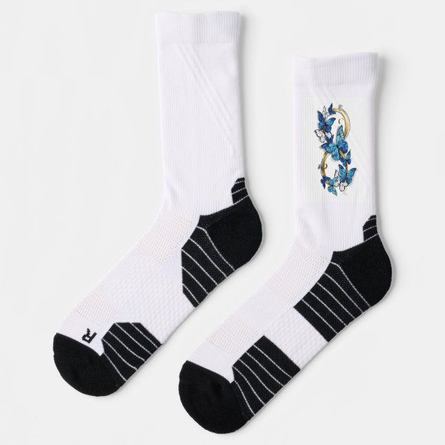 Symbol Infinity of Blue Morpho Butterflies Socks (Left)