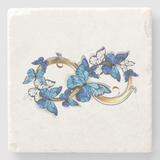 Symbol Infinity of Blue Morpho Butterflies Stone Coaster (Front)