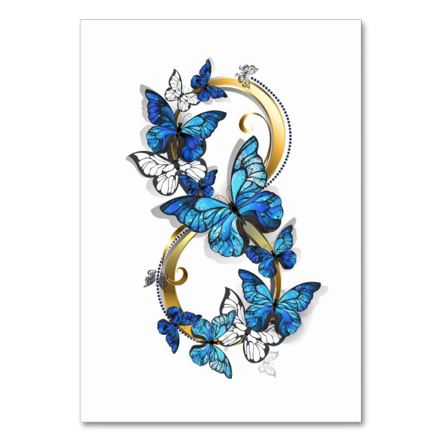Symbol Infinity of Blue Morpho Butterflies Table Number (Front)