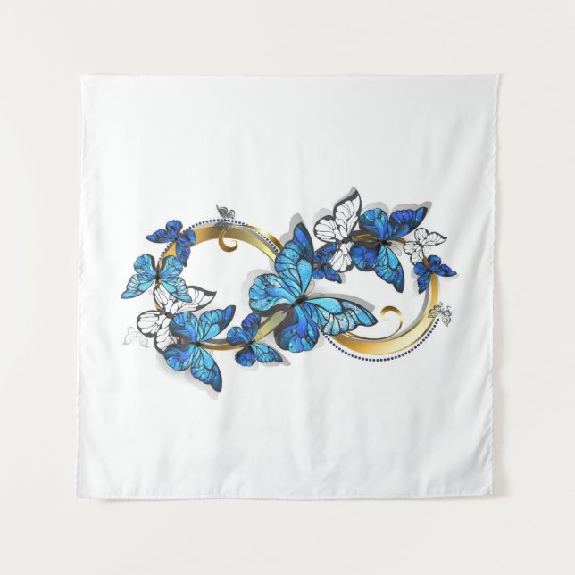 Symbol Infinity of Blue Morpho Butterflies Tapestry (Front)