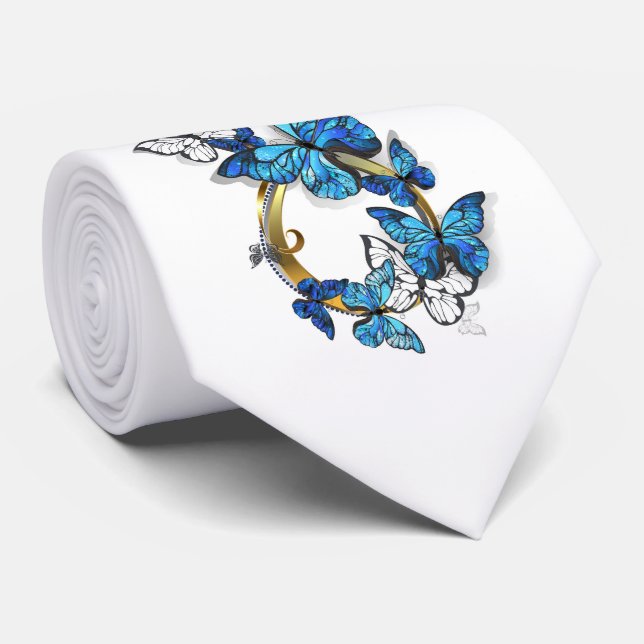 Symbol Infinity of Blue Morpho Butterflies Tie (Rolled)