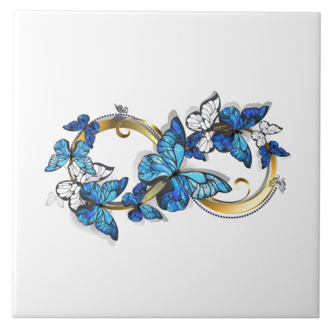 Symbol Infinity of Blue Morpho Butterflies Tile (Front)