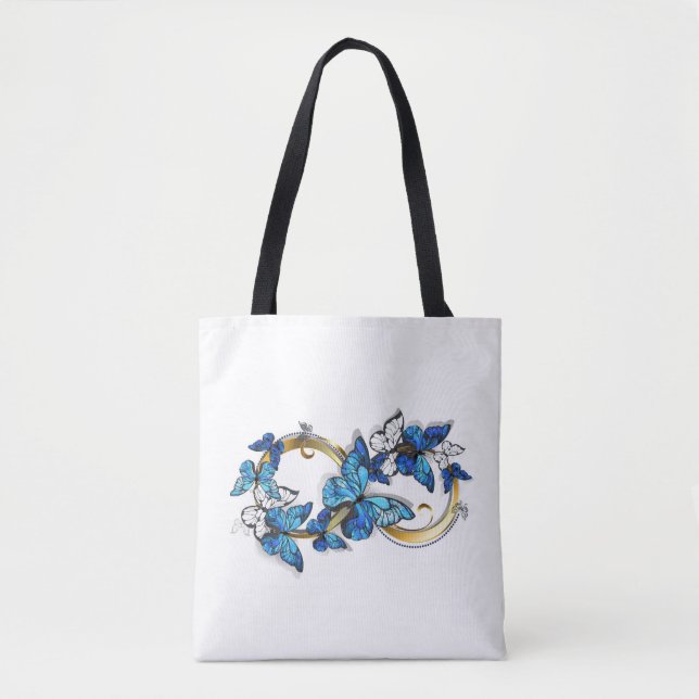 Symbol Infinity of Blue Morpho Butterflies Tote Bag (Front)