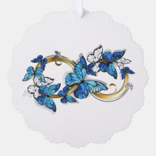 Symbol Infinity of Blue Morpho Butterflies Tree Decoration Card