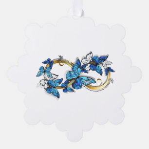 Symbol Infinity of Blue Morpho Butterflies Tree Decoration Card