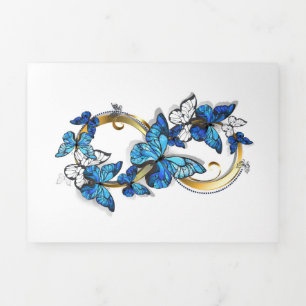 Symbol Infinity of Blue Morpho Butterflies Tri-Fold Invitation