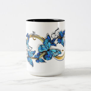 Symbol Infinity of Blue Morpho Butterflies Two-Tone Coffee Mug