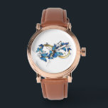 Symbol Infinity of Blue Morpho Butterflies Watch<br><div class="desc">Symbol infinity of gold, decorated with realistic blue butterflies morpho on a white background. Design with butterflies. Morpho. Design with blue butterflies morpho.</div>