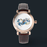 Symbol Infinity of Blue Morpho Butterflies Watch<br><div class="desc">Symbol infinity of gold, decorated with realistic blue butterflies morpho on a white background. Design with butterflies. Morpho. Design with blue butterflies morpho.</div>