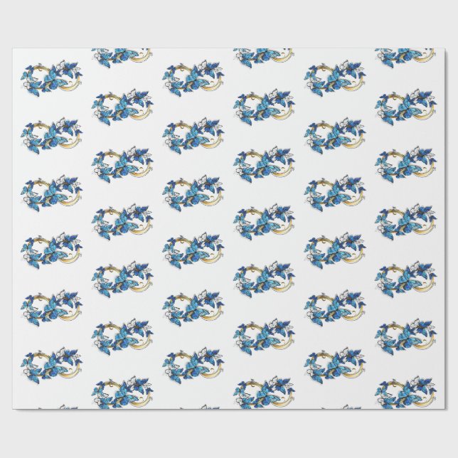 Symbol Infinity of Blue Morpho Butterflies Wrapping Paper (Flat)