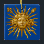 Symbol of Louis XIV the Sun King Ceramic Ornament<br><div class="desc">Symbol of Louis XIV the Sun King (Roi Soleil) on the golden gate of Chateau de Versailles with blue background</div>
