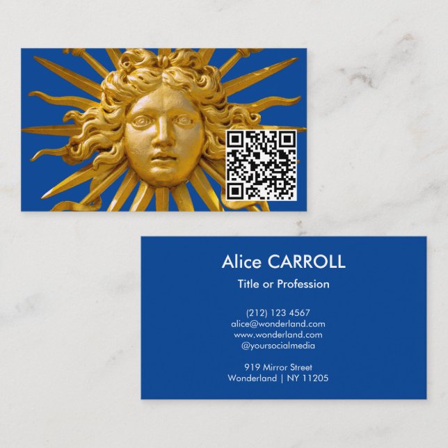 Symbol of Louis XIV the Sun King - QR Code Business Card (Front/Back)