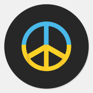 Symbol Of Peace With The Colors Of The Ukrainian F Classic Round Sticker