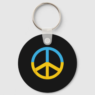 Symbol Of Peace With The Colors Of The Ukrainian F Key Ring