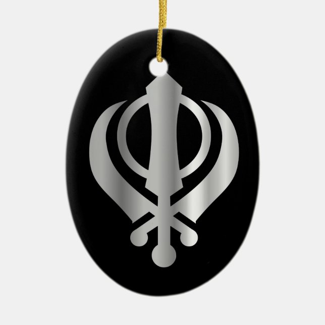 Symbol of Sikhism Religion Ceramic Tree Decoration (Front)