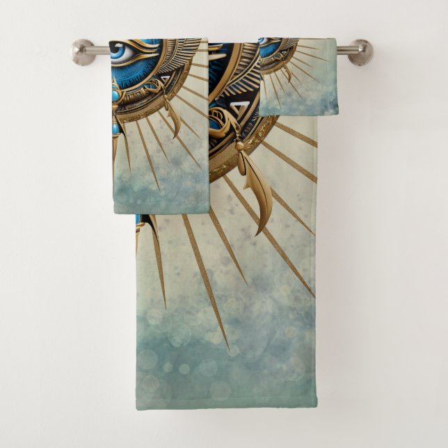 Symbol of the Egyptian allseeing eye,  Bath Towel Set (Insitu)