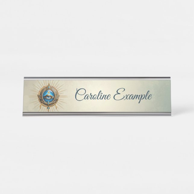 Symbol of the Egyptian allseeing eye,  Desk Name Plate (Front)