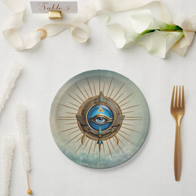 Symbol of the Egyptian allseeing eye,  Paper Plate (Wedding)