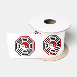 Symbol PaKua / yin & yang / I Ging red black Satin Ribbon