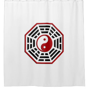 Symbol PaKua / yin & yang / I Ging - red black Shower Curtain