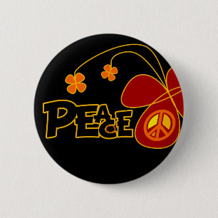 Symbol Peace Of Sign Butterfly 6 Cm Round Badge