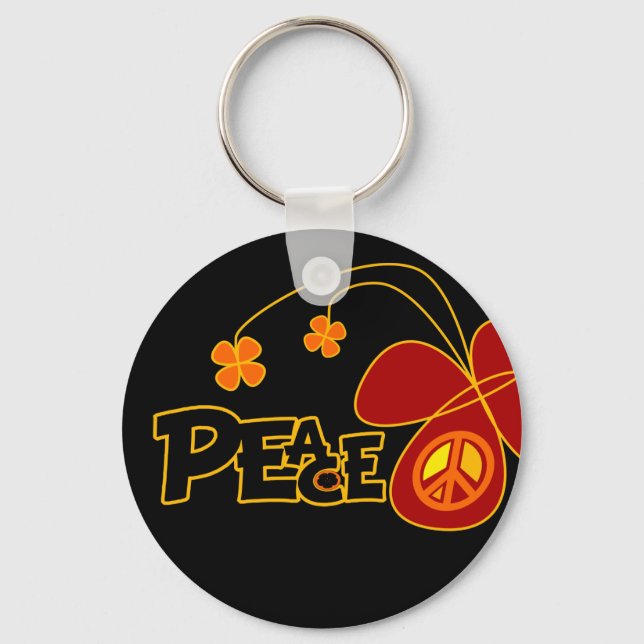 Symbol Peace Of Sign Butterfly Key Ring (Front)
