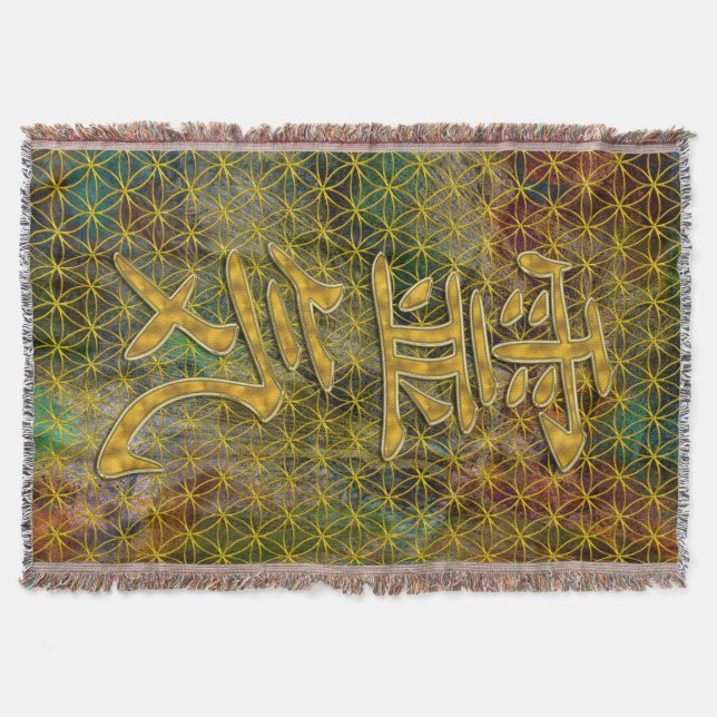 Symbol REIKI gold + your background Throw Blanket (Front)