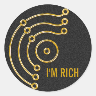 Symbol RUNA / GOLD, I'M RICH   black splatter Classic Round Sticker