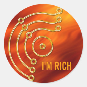 Symbol RUNA / GOLD, I'M RICH fire red Classic Round Sticker