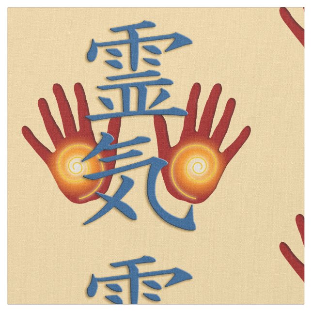Symbol / Sign REIKI & Hands + your backgr. & ideas Fabric (Close Up)