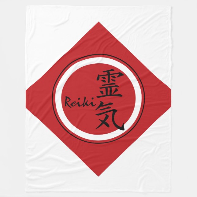Symbol / Sign REIKI red black + your background Fleece Blanket (Front)