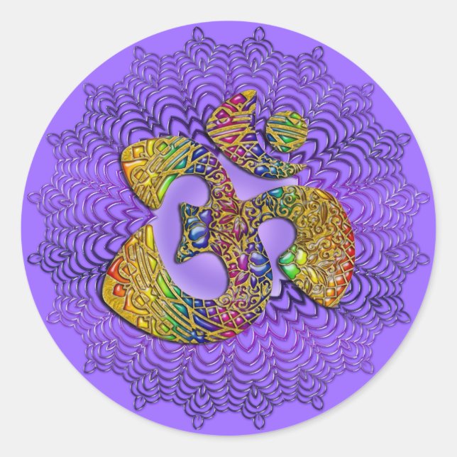 Symbol Universal OM / AUM - Ornament Classic Round Sticker (Front)