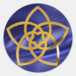 Symbol Venus Flower / GOLD blue waves Classic Round Sticker
