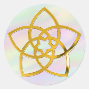 Symbol Venus Flower / GOLD coloured light Classic Round Sticker
