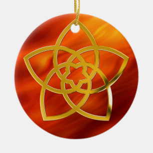 Symbol Venus Flower / GOLD   fire red Ceramic Tree Decoration