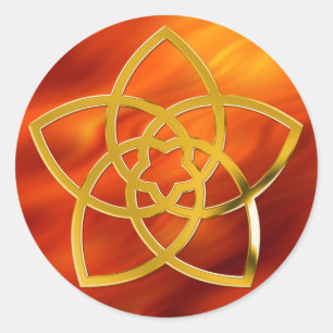 Symbol Venus Flower / GOLD fire red Classic Round Sticker