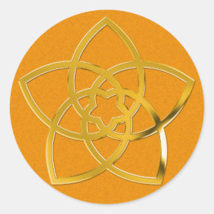 Symbol Venus Flower / GOLD orange splatter Classic Round Sticker