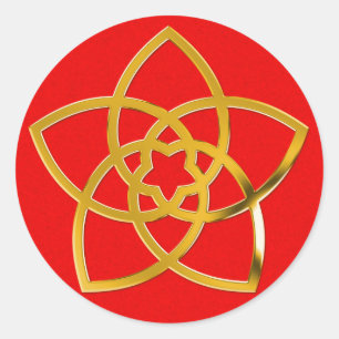 Symbol Venus Flower / GOLD red splatter Classic Round Sticker