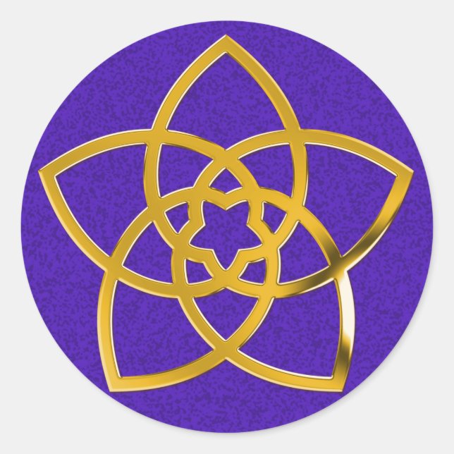 Symbol Venus Flower / GOLD | violet splatter Classic Round Sticker (Front)