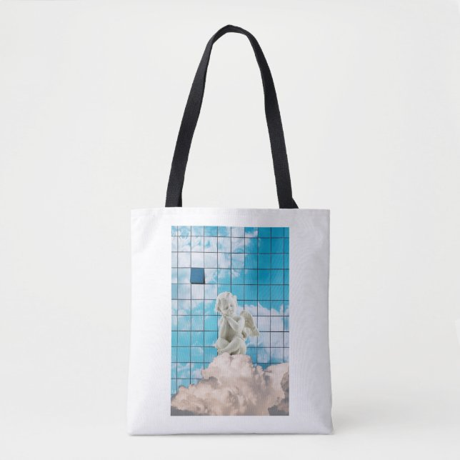 Symbolic Blue Spiritual Inspiring Design Sky Tote Bag (Front)