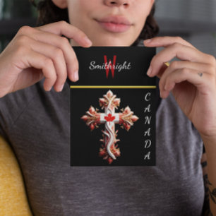 Symbolic Fusion: Cross With Red Maple Leaf Postcard