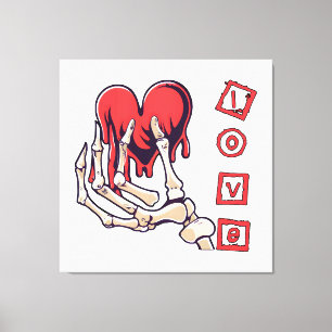 Symbolic Love Skeleton Hand Offering Heart Canvas Print
